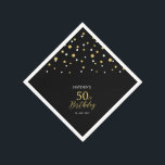 Modern Gold & Black 50th Birthday Party Napkins Servet<br><div class="desc">Deze persoonlijke papieren servet voegt stijlvolle details toe aan uw speciale dag. Dit ontwerp is voorzien van modern goud en zwart hexagon confetti met aangepaste tekst. Ideaal voor een modern gouden thema 50ste verjaardagsfeestje. De gelijke uitnodigingen en partijbenodigdheden zijn beschikbaar in mijn winkel BaraBomDesign.</div>