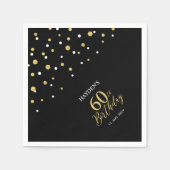 Modern Gold & Black 60th Birthday Party Napkins Servet (Voorkant)