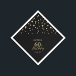 Modern Gold & Black 60th Birthday Party Napkins Servet<br><div class="desc">Deze persoonlijke papieren servet voegt stijlvolle details toe aan uw speciale dag. Dit ontwerp is voorzien van modern goud en zwart hexagon confetti met aangepaste tekst. Ideaal voor een modern gouden thema op 60ste verjaardagsfeestje. De gelijke uitnodigingen en partijbenodigdheden zijn beschikbaar in mijn winkel BaraBomDesign.</div>
