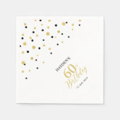 Modern Gold & Black 60th Birthday Party Napkins Servet (Voorkant)