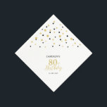 Modern Gold & Black 80th Birthday Party Napkins Servet<br><div class="desc">Deze persoonlijke papieren servet voegt stijlvolle details toe aan uw speciale dag. Dit ontwerp is voorzien van modern goud en zwart hexagon confetti met aangepaste tekst. Ideaal voor een modern gouden thema op het 80ste verjaardagsfeestje. De gelijke uitnodigingen en partijbenodigdheden zijn beschikbaar in mijn winkel BaraBomDesign.</div>