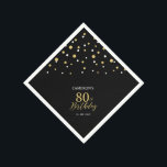 Modern Gold & Black 80th Birthday Party Napkins Servet<br><div class="desc">Deze persoonlijke papieren servet voegt stijlvolle details toe aan uw speciale dag. Dit ontwerp is voorzien van modern goud en zwart hexagon confetti met aangepaste tekst. Ideaal voor een modern gouden thema op het 80ste verjaardagsfeestje. De gelijke uitnodigingen en partijbenodigdheden zijn beschikbaar in mijn winkel BaraBomDesign.</div>