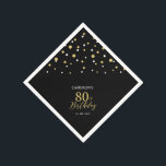 Modern Gold & Black 80th Birthday Party Napkins Servet<br><div class="desc">Deze persoonlijke papieren servet voegt stijlvolle details toe aan uw speciale dag. Dit ontwerp is voorzien van modern goud en zwart hexagon confetti met aangepaste tekst. Ideaal voor een modern gouden thema op het 80ste verjaardagsfeestje. De gelijke uitnodigingen en partijbenodigdheden zijn beschikbaar in mijn winkel BaraBomDesign.</div>