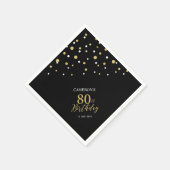 Modern Gold & Black 80th Birthday Party Napkins Servet (Hoek)