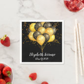 Modern Gold Black Balloons Confetti Afstudeerder P Servet (Insitu)