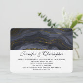 Modern Gold Black Blue-Grey Agate Abstract Wedding Kaart (Staand voorkant)