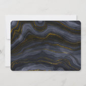 Modern Gold Black Blue-Grey Agate Abstract Wedding Kaart (Achterkant)