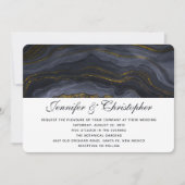 Modern Gold Black Blue-Grey Agate Abstract Wedding Kaart (Voorkant)