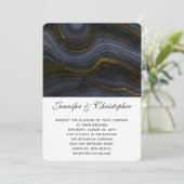 Modern Gold Black Blue-Grey Agate Abstract Wedding Kaart (Staand voorkant)