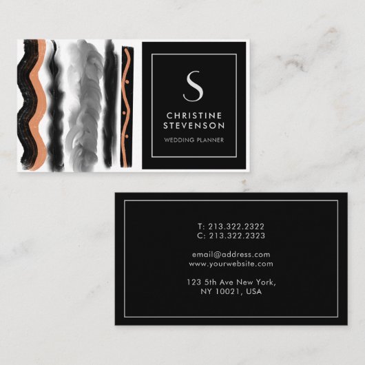 Modern Gold Black Bohemian Chevron Visitekaartje (Voorkant / Achterkant)