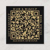 Modern Gold Black Bold QR Code Hair & Makeup Vierkante Visitekaartje (Voorkant)
