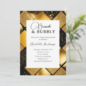 Modern Gold Black Brunch en bubbelbaar Vrijgezelle Kaart (Staand voorkant)