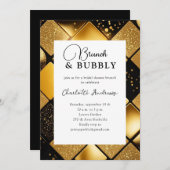 Modern Gold Black Brunch en bubbelbaar Vrijgezelle Kaart (Voorkant / Achterkant)