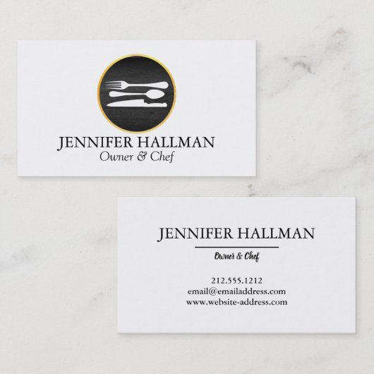 Modern Gold & Black Catering, Restaurant, Chef Visitekaartje (Voorkant / Achterkant)