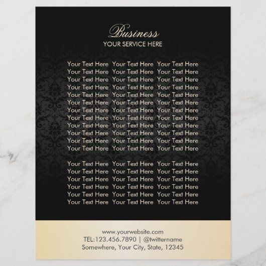 Modern Gold & Black Damask Elegant Brochures (Voorkant)