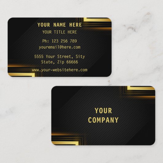 Modern Gold Black design Uw Visitekaartje (Voorkant / Achterkant)