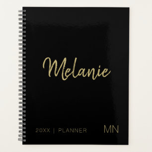 Modern Gold Black Elegant Monogram 2023 Planner