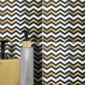 Modern Gold Black en White Zigzag Chevron Pattern Tegeltje