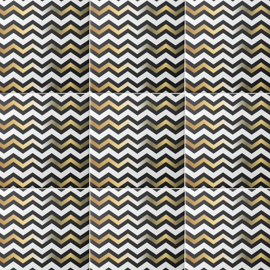Modern Gold Black en White Zigzag Chevron Pattern Tegeltje