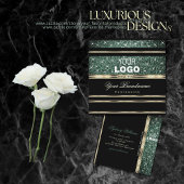 Modern Gold Black Forest Green Glitter toevoegen L Vierkante Visitekaartje