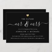 Modern Gold Black Future Mr. en Mrs. Verloving Kaart (Voorkant / Achterkant)
