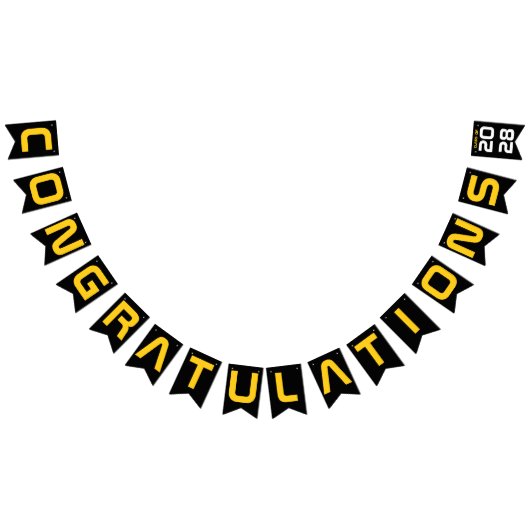 Modern Gold Black Gefeliciteerd Afstudeerfeest Vlaggetjes (Alle)