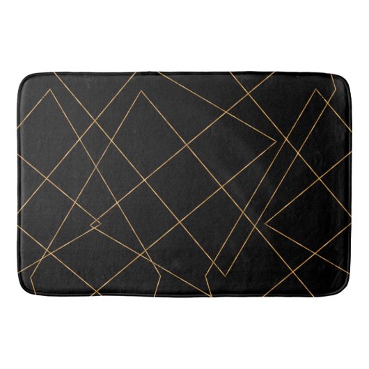 Modern Gold & Black Geometric Strokes Design Badmat (Voorkant)