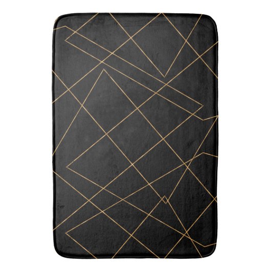 Modern Gold & Black Geometric Strokes Design Badmat (Voorkant Verticaal)