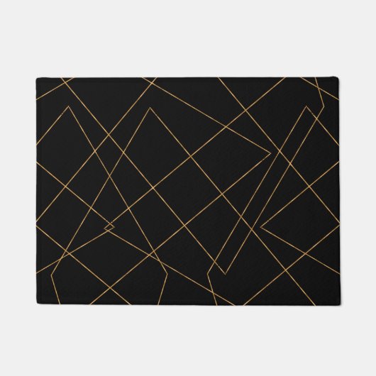 Modern Gold & Black Geometric Strokes Design Deurmat (Voorkant)