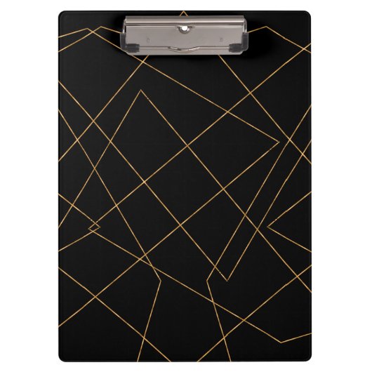 Modern Gold & Black Geometric Strokes Design Klembord (Voorkant)