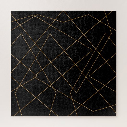 Modern Gold & Black Geometric Strokes Design Legpuzzel (Verticaal)