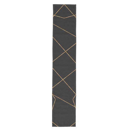 Modern Gold & Black Geometric Strokes Design Medium Tafelloper (Voorkant)