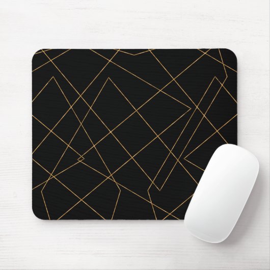 Modern Gold & Black Geometric Strokes Design Muismat (Met muis)