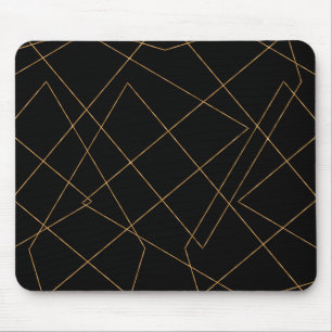 Modern Gold & Black Geometric Strokes Design Muismat