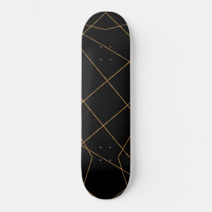 Modern Gold & Black Geometric Strokes Design Persoonlijk Skateboard