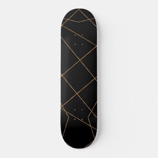Modern Gold & Black Geometric Strokes Design Persoonlijk Skateboard (Voorkant)