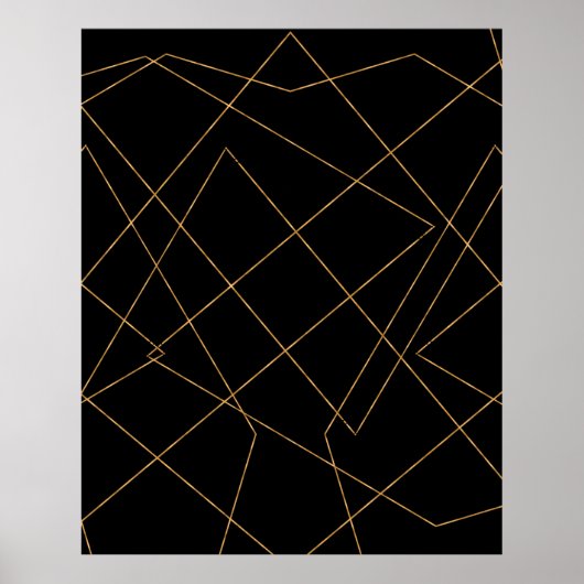 Modern Gold & Black Geometric Strokes Design Poster (Voorkant)