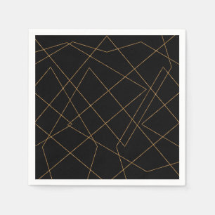 Modern Gold & Black Geometric Strokes Design Servet