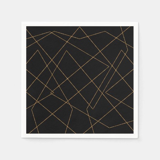 Modern Gold & Black Geometric Strokes Design Servet (Voorkant)