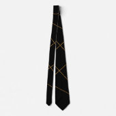 Modern Gold & Black Geometric Strokes Design Stropdas (Achterkant)