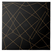 Modern Gold & Black Geometric Strokes Design Tegeltje (Voorkant)