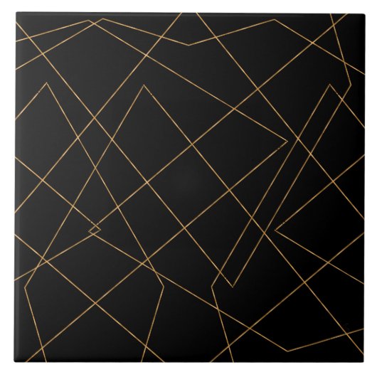 Modern Gold & Black Geometric Strokes Design Tegeltje (Voorkant)