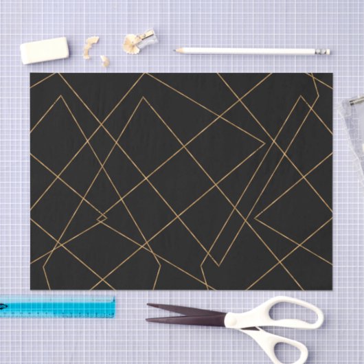Modern Gold & Black Geometric Strokes Design Tissuepapier (Craft)