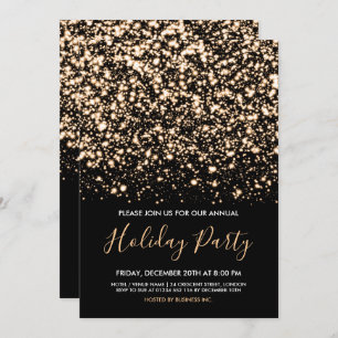 Modern Gold & Black Glam Corporate Holiday Party Kaart