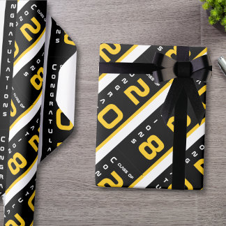 Modern Gold Black Graduation Party Cadeaupapier