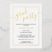 Modern Gold Black Graduation Party Folie Uitnodiging (Voorkant)