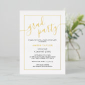 Modern Gold Black Graduation Party Folie Uitnodiging (Staand Voorkant)
