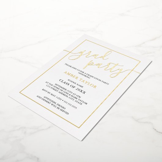 Modern Gold Black Graduation Party Folie Uitnodiging (Gedraaid)