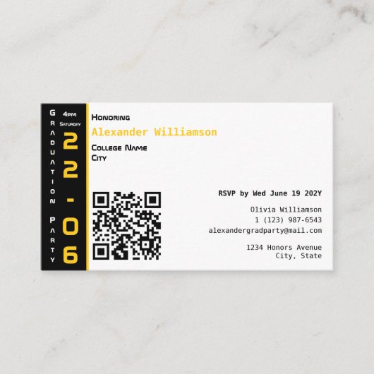 Modern Gold Black Graduation Party Informatiekaartje (Voorkant)