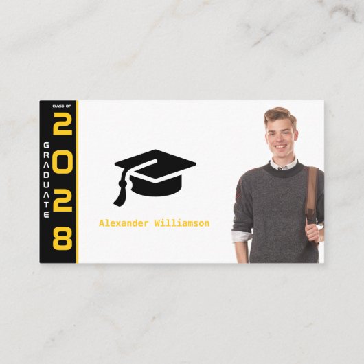 Modern Gold Black Graduation Party Informatiekaartje (Achterkant)